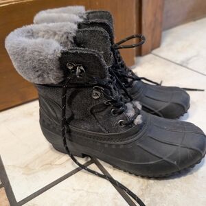 Tommy Hilfiger Black and Gray Kids Snow Boots